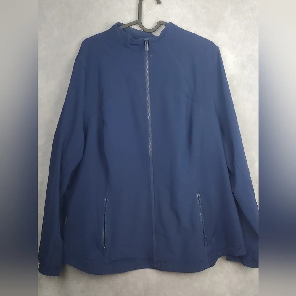 Chicos Zenergy Blue Active Jacket Zip Pockets Womens‎ Lightweight Sz 16/18